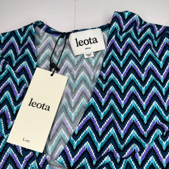 Leota Wave Aqua Faux Wrap Dress M | NWT | Nordstrom $158 - Picture 7 of 8